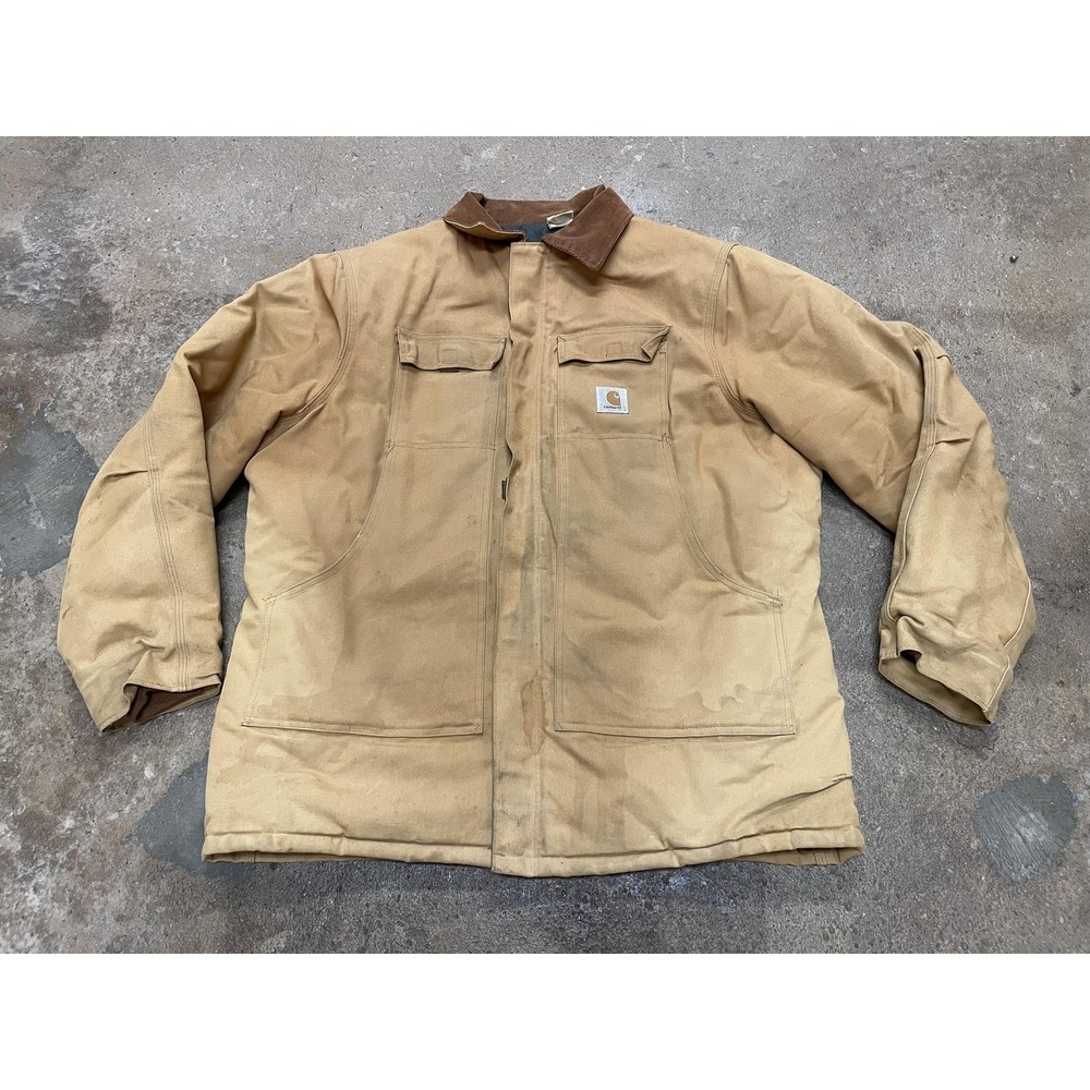 Carhartt Coat Mens 50 Tall Brown C03 Duck Canvas Insulated Work Parka Made USA